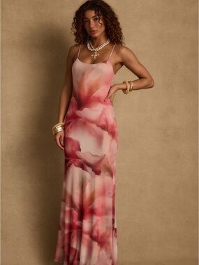 chinese dress ladies Casanova Brown Floral Maxi Dress - S Size - Women's Dresses main image 1